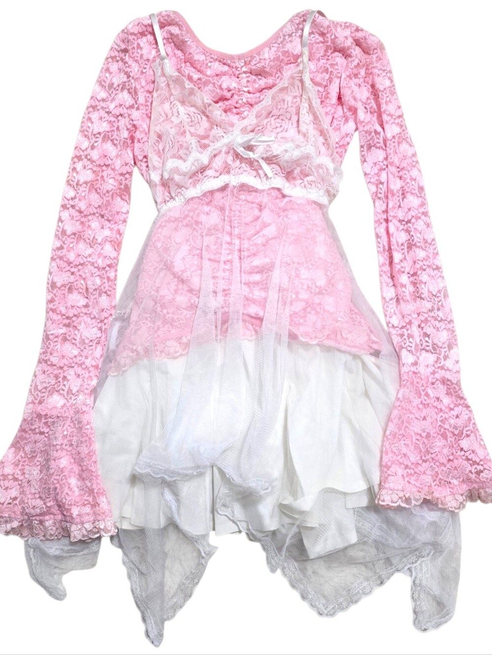 Japanese brand 3pc dress pink and white dress set